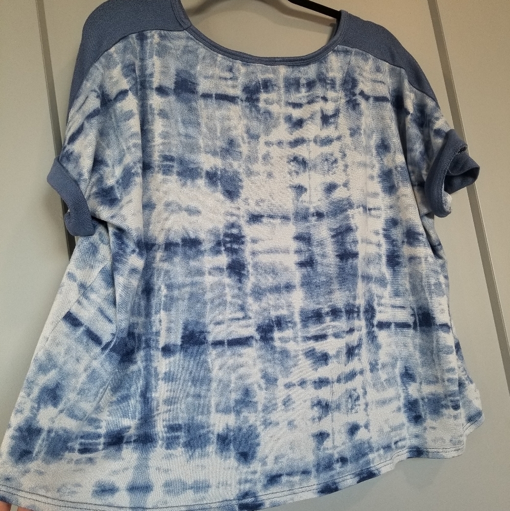 Lucky Brand Blue & White Tie Dye Top Size 3x - Picture 3 of 8